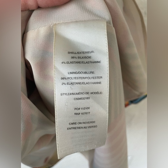 Alice + Olivia Geometric Stripe Dress Mini Halter Multicolor Print Shift; size L - Picture 6 of 7